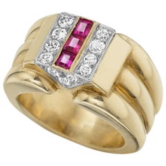 Cartier Paris Retro Diamond Ruby and Gold Ring