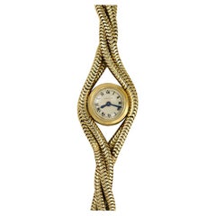 Cartier, Paris Vintage Gold Bracelet Watch with Twisted Snake Chain Strap