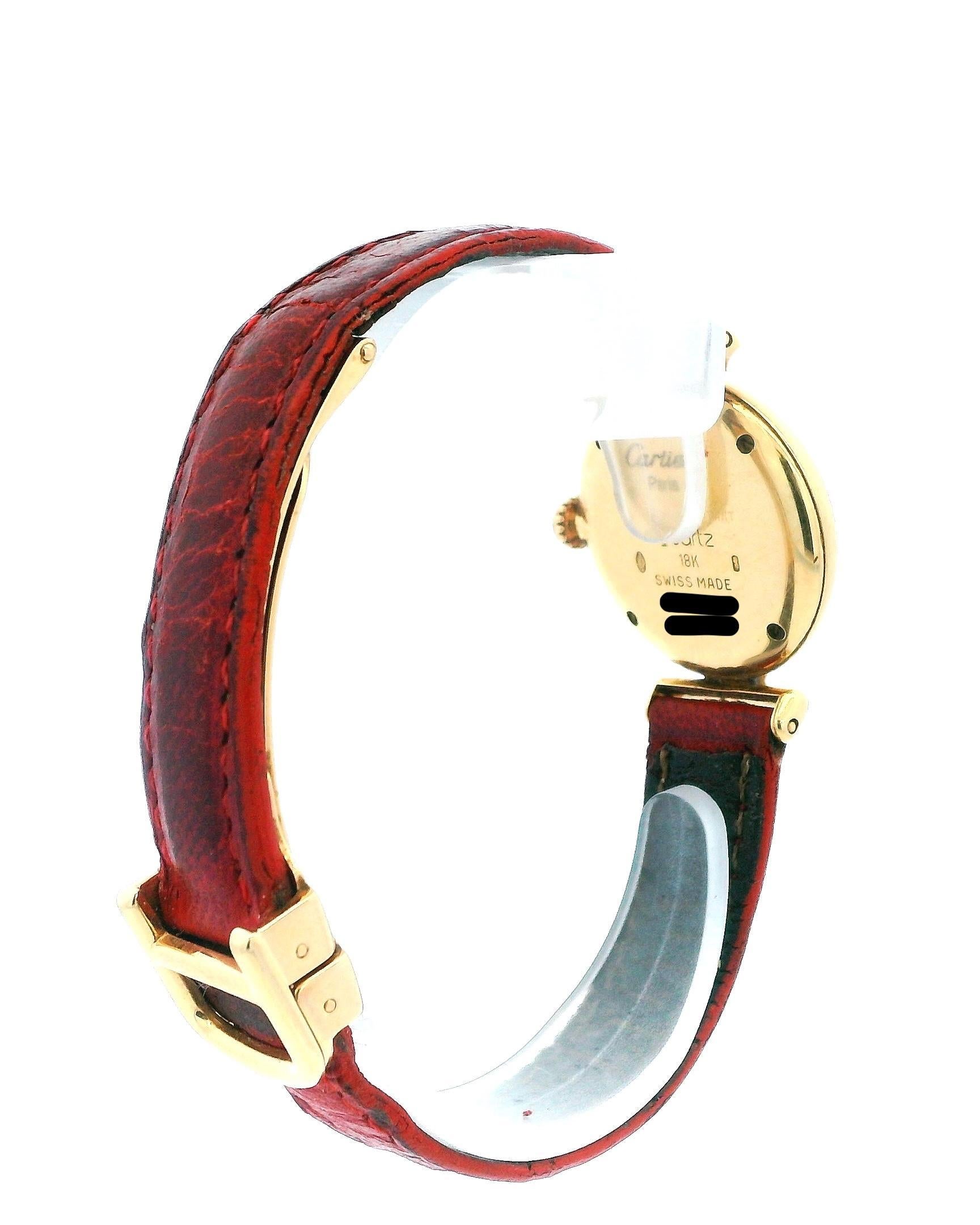 Women's Cartier Paris Rivoli 18k Yellow Gold Diamond Lugs & Deployment Buckle Watch For Sale