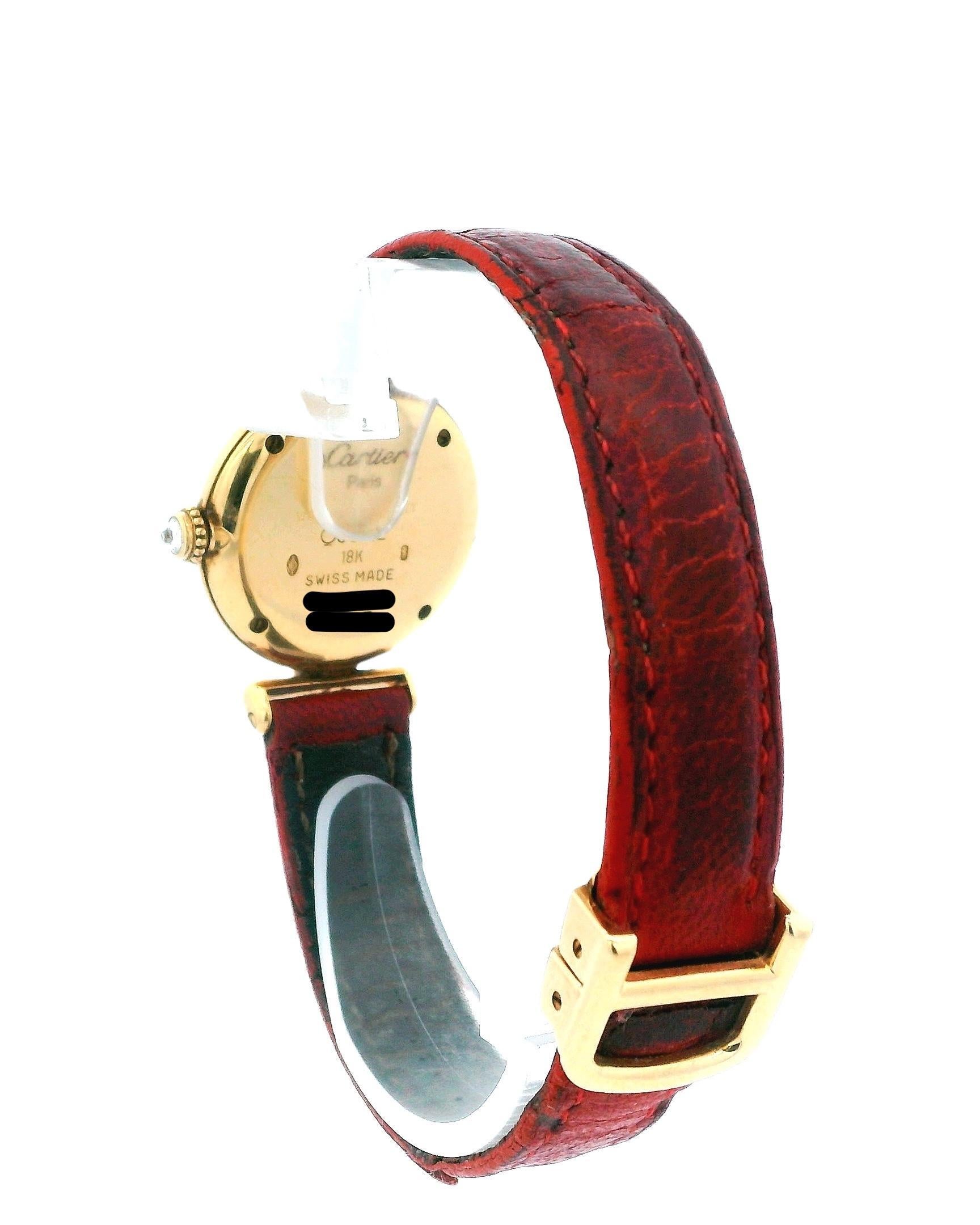 Cartier Paris Rivoli 18k Yellow Gold Diamond Lugs & Deployment Buckle Watch For Sale 1