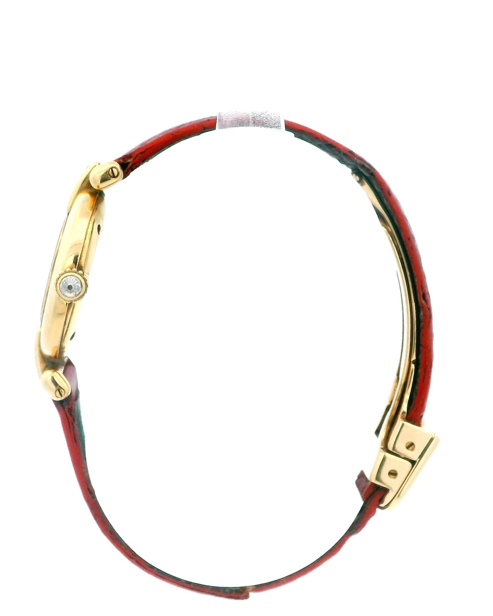 Cartier Paris Rivoli 18k Yellow Gold Diamond Lugs & Deployment Buckle Watch For Sale 3