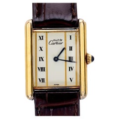 Cartier Paris Römisches Zifferblatt Vermeil Tank Uhr