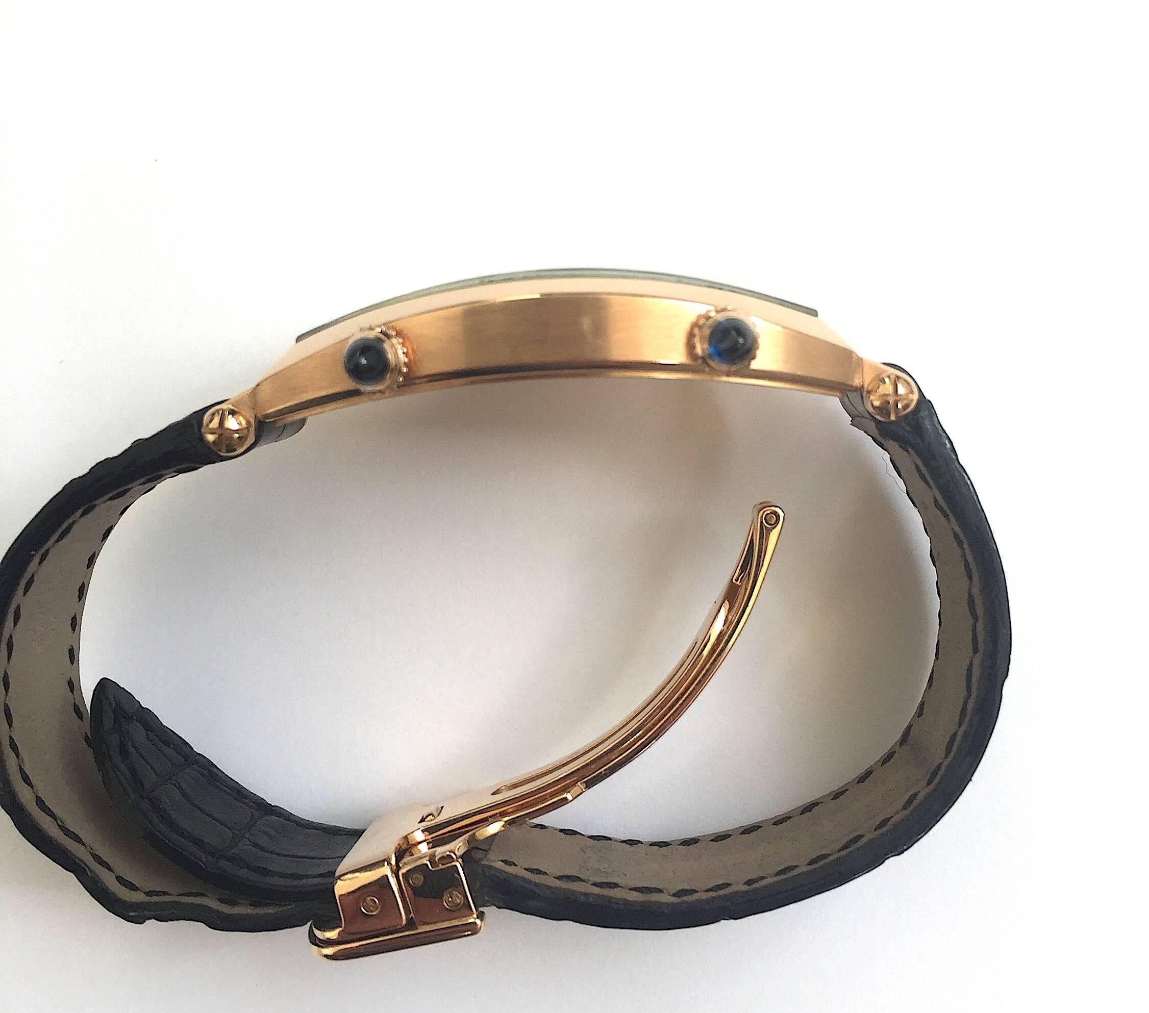 Cartier Paris Rose Gold Tonneau Cintree Dual Time Mechanical Wristwatch For Sale 1