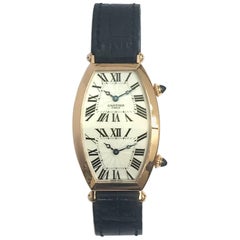 Cartier Paris Rose Gold Tonneau Cintree Dual Time Mechanical Wristwatch