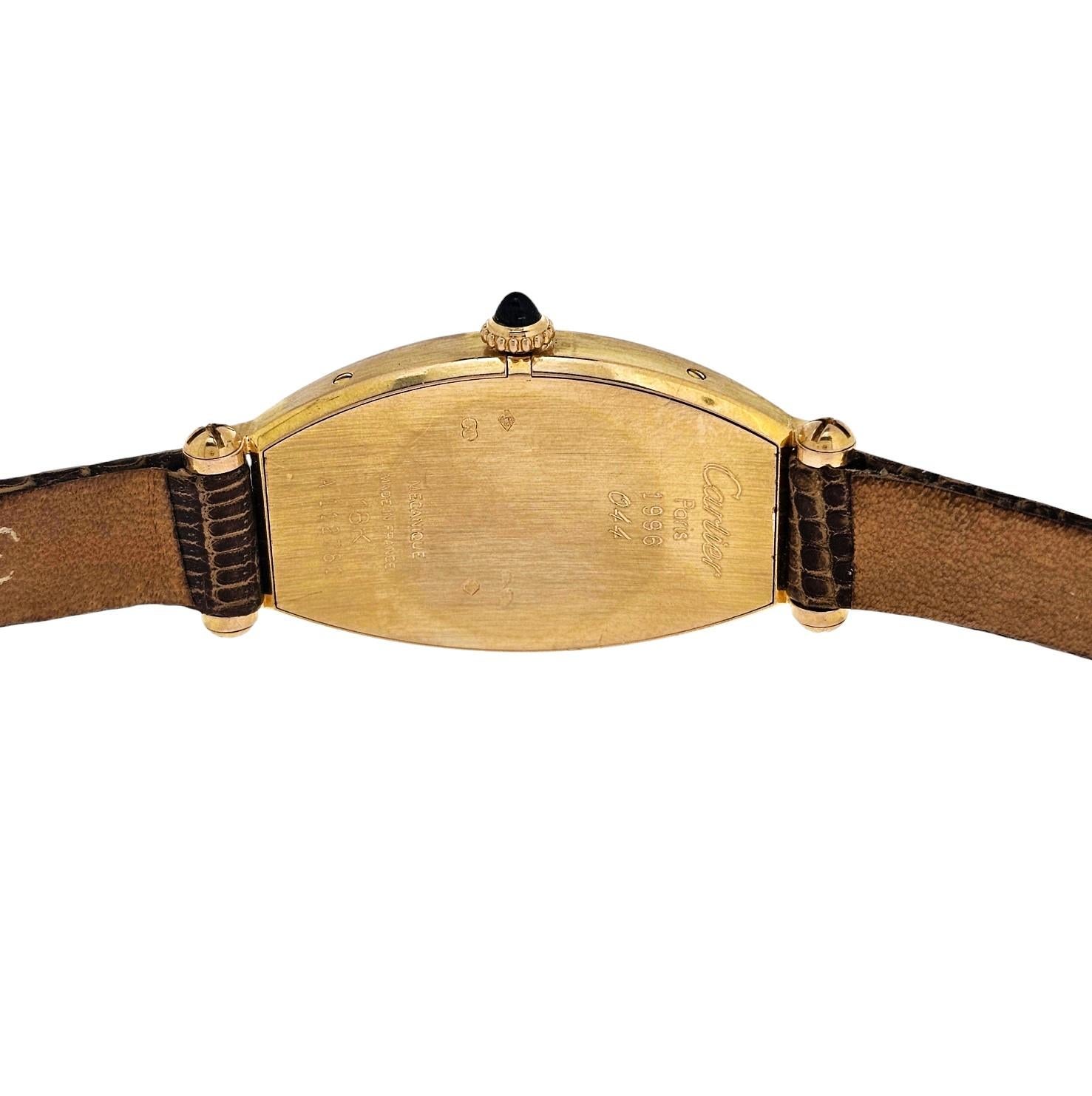 Cartier Paris Roségold Tonneau geformte große Damenuhr.  Ca. 1996 im Angebot 4