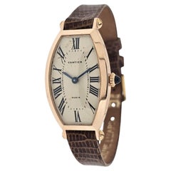 Cartier Paris Roségold Tonneau geformte große Damenuhr.  Ca. 1996