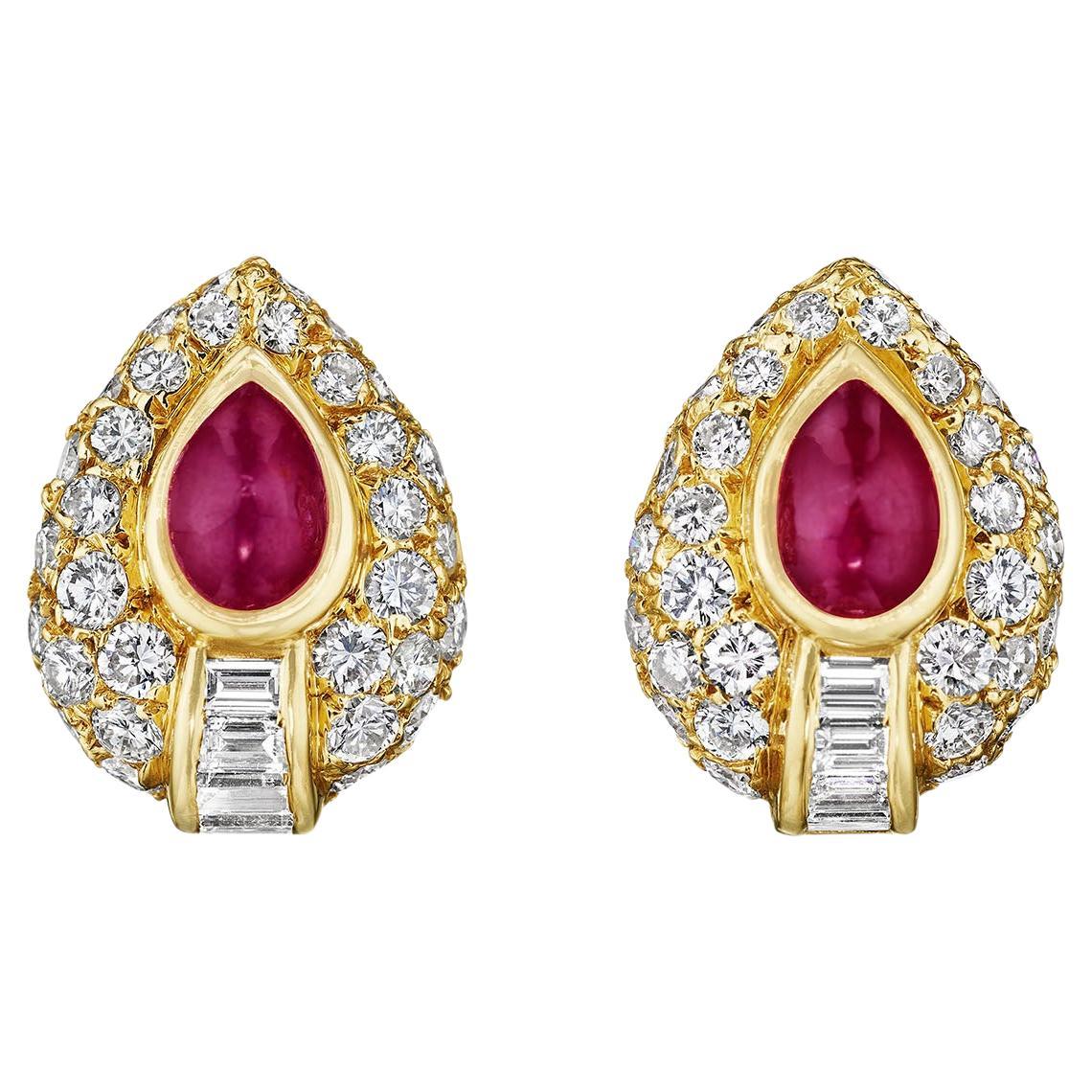 Orecchini a clip con rubino e diamanti Cartier Paris