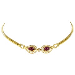 Cartier Paris Ruby and Diamond Necklace in 18 Karat Yellow Gold