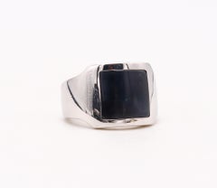 Cartier Paris Santos Dumont Ring in Solid 18kt White Gold with Hawk Eye Gem