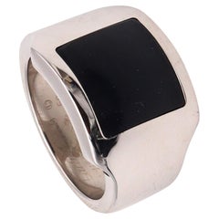 Cartier Paris Santos Dumont Ring in Solid 18kt White Gold with Hawk Eye Gem