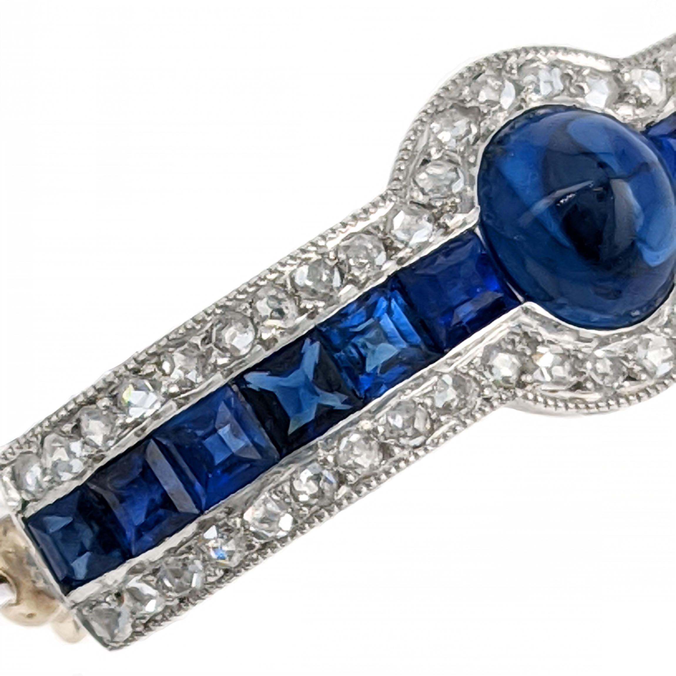 Art Deco Cartier Paris Sapphire Diamond Platinum Pin Brooch