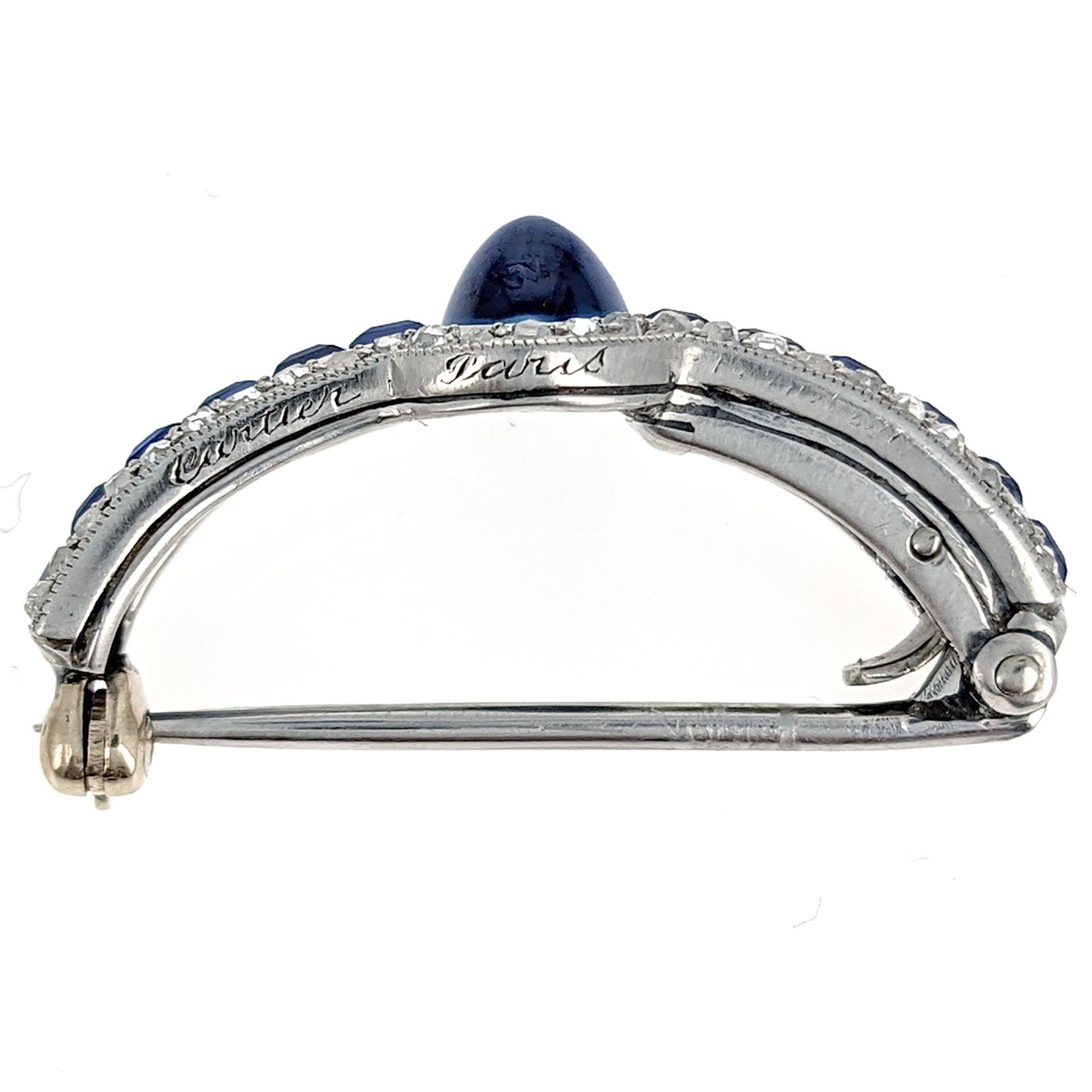 Rose Cut Cartier Paris Sapphire Diamond Platinum Pin Brooch