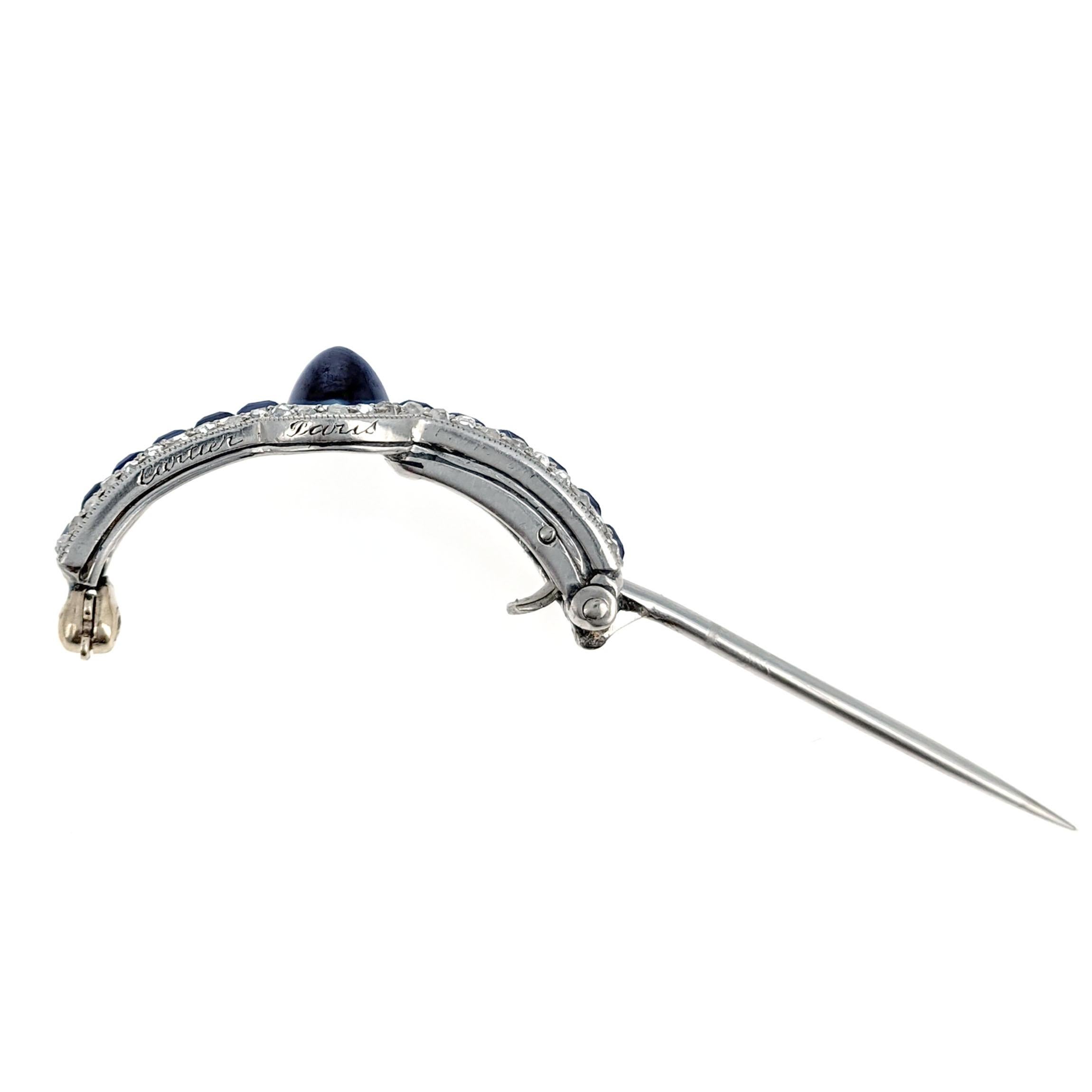 Women's or Men's Cartier Paris Sapphire Diamond Platinum Pin Brooch