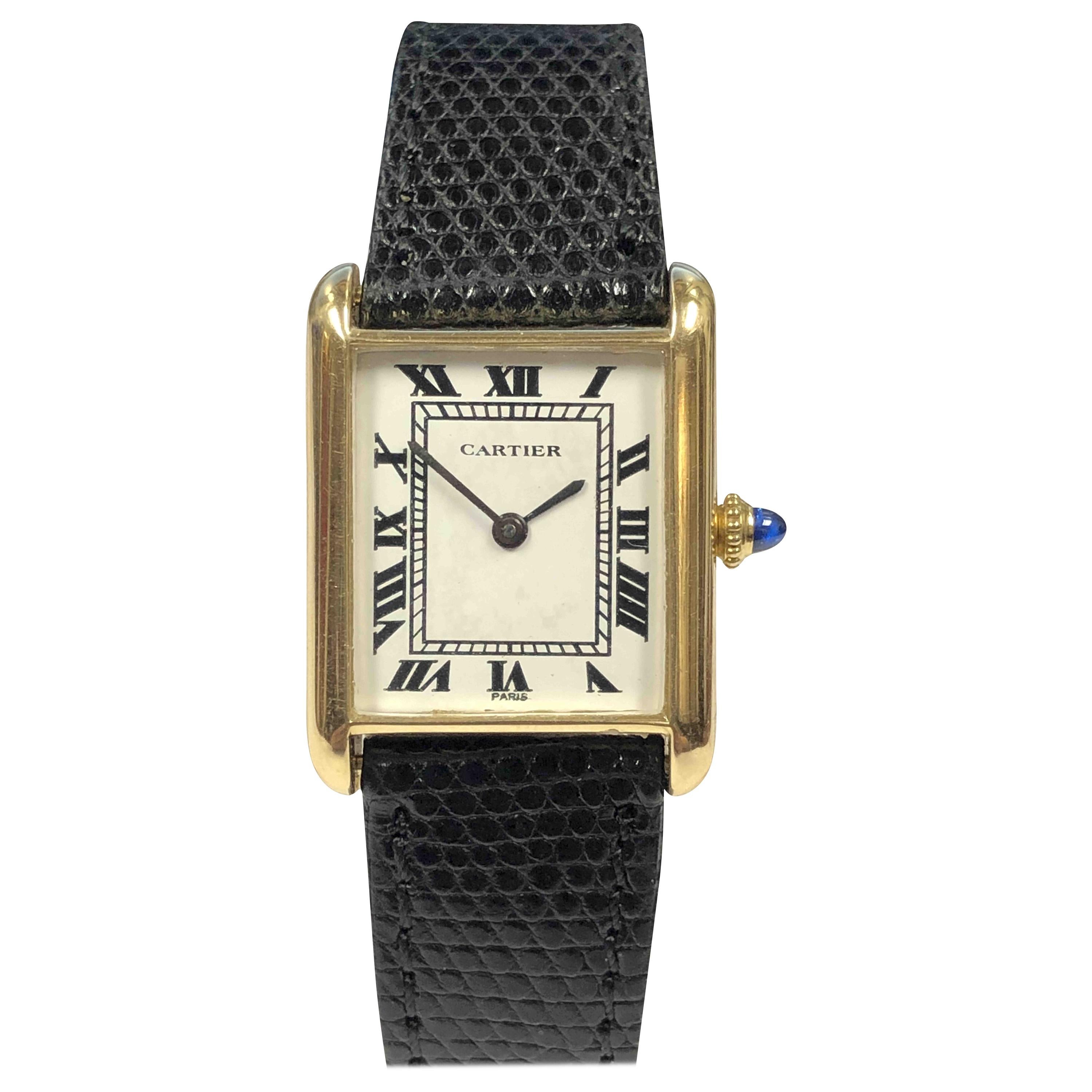 Cartier Paris Scarce Yellow Gold Classic Tank Automatic Wristwatch