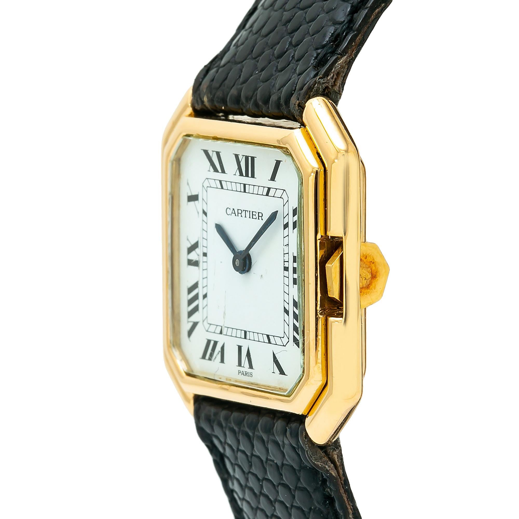 Cartier Paris Sextavado 78099, White Dial, Certified and Warranty In Excellent Condition In Miami, FL