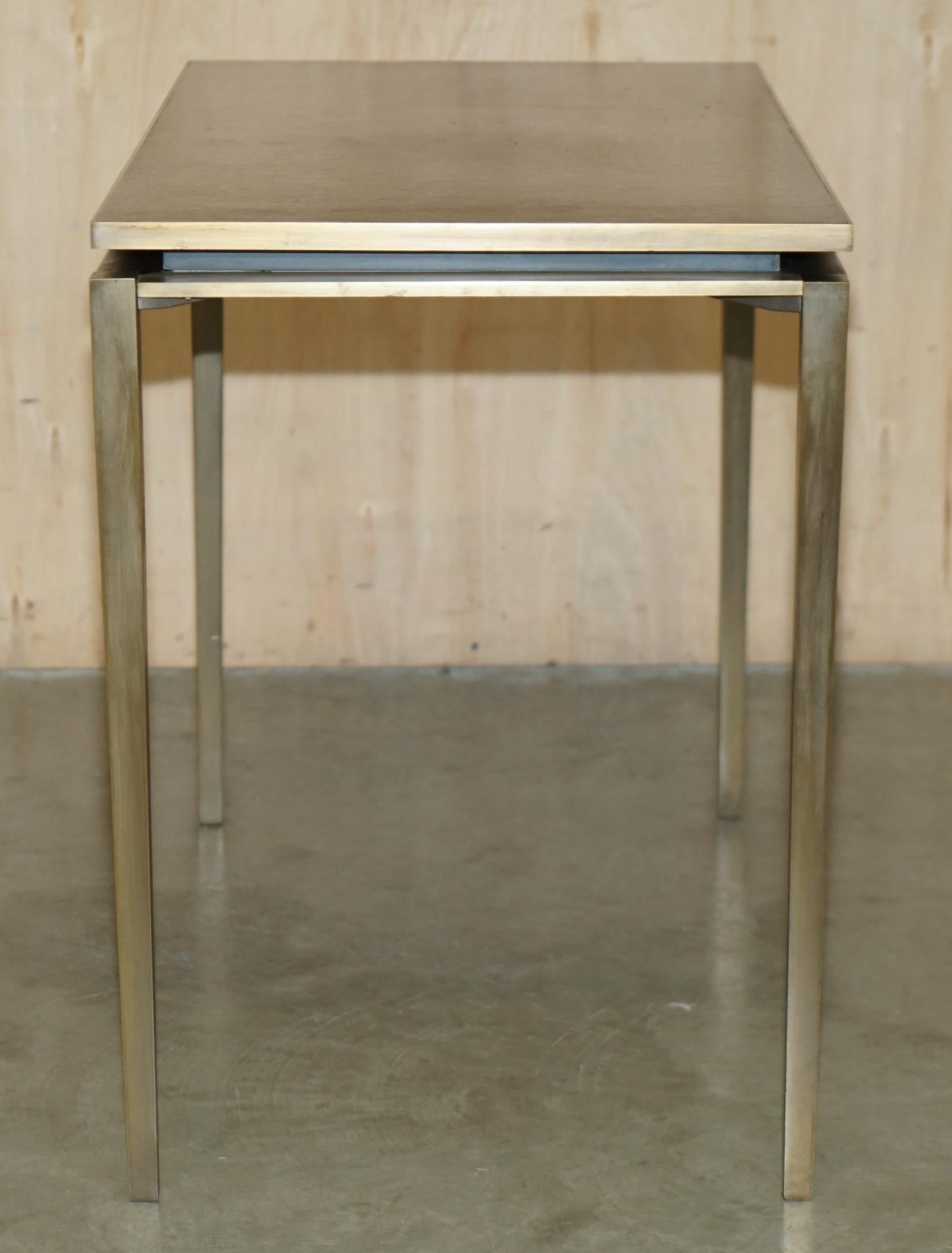 CARTIER PARIS SIGNED BRONZE & LEATHER MID CENTURY MODERN WRiTING TABLE DESK For Sale 2