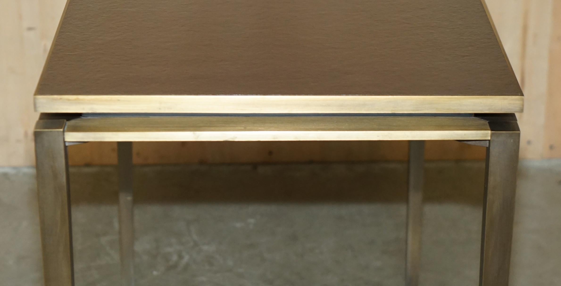 CARTIER PARIS SIGNED BRONZE & LEATHER MID CENTURY MODERN WRiTING TABLE DESK For Sale 3