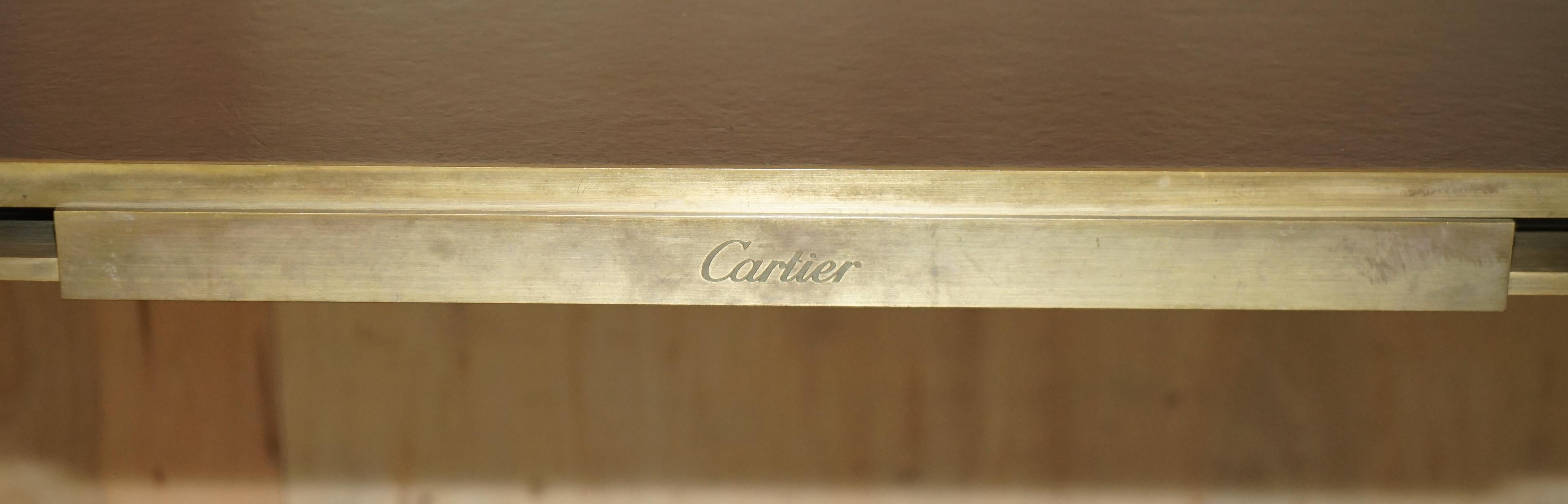 CARTIER PARIS SIGNED BRONZE & LEATHER MID CENTURY MODERN WRiTING TABLE DESK For Sale 6