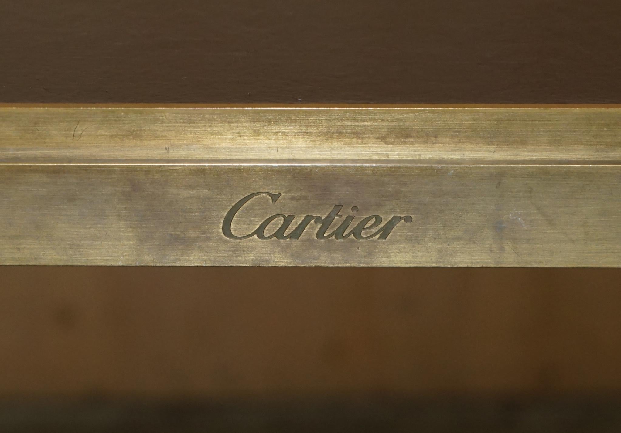 CARTIER PARIS SIGNED BRONZE & LEATHER MID CENTURY MODERN WRiTING TABLE DESK For Sale 7