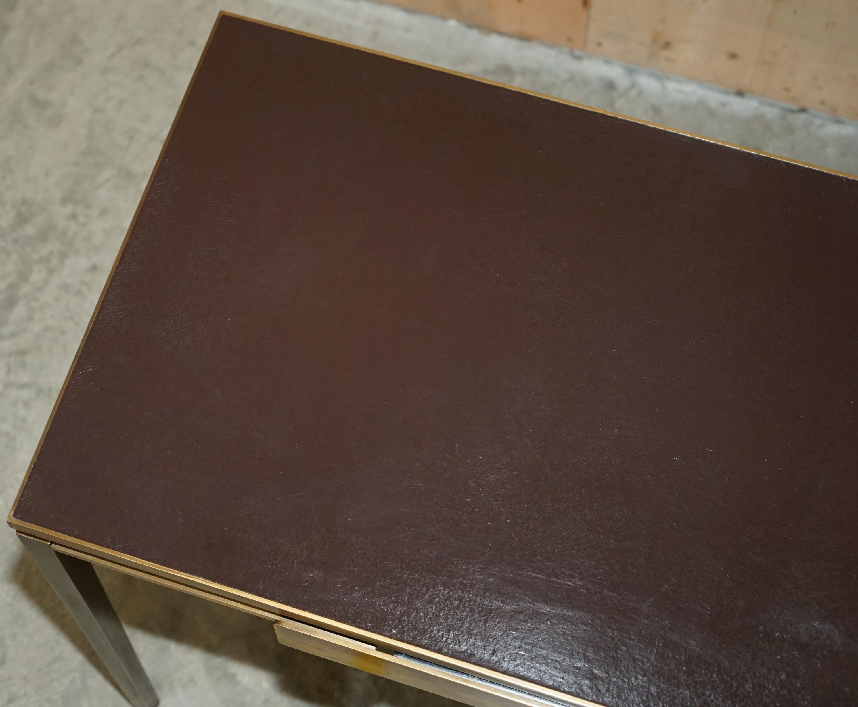 Bronze CARTIER PARIS SIGNED BRONZE & LEATHER MID CENTURY MODERN WRiTING TABLE DESK For Sale