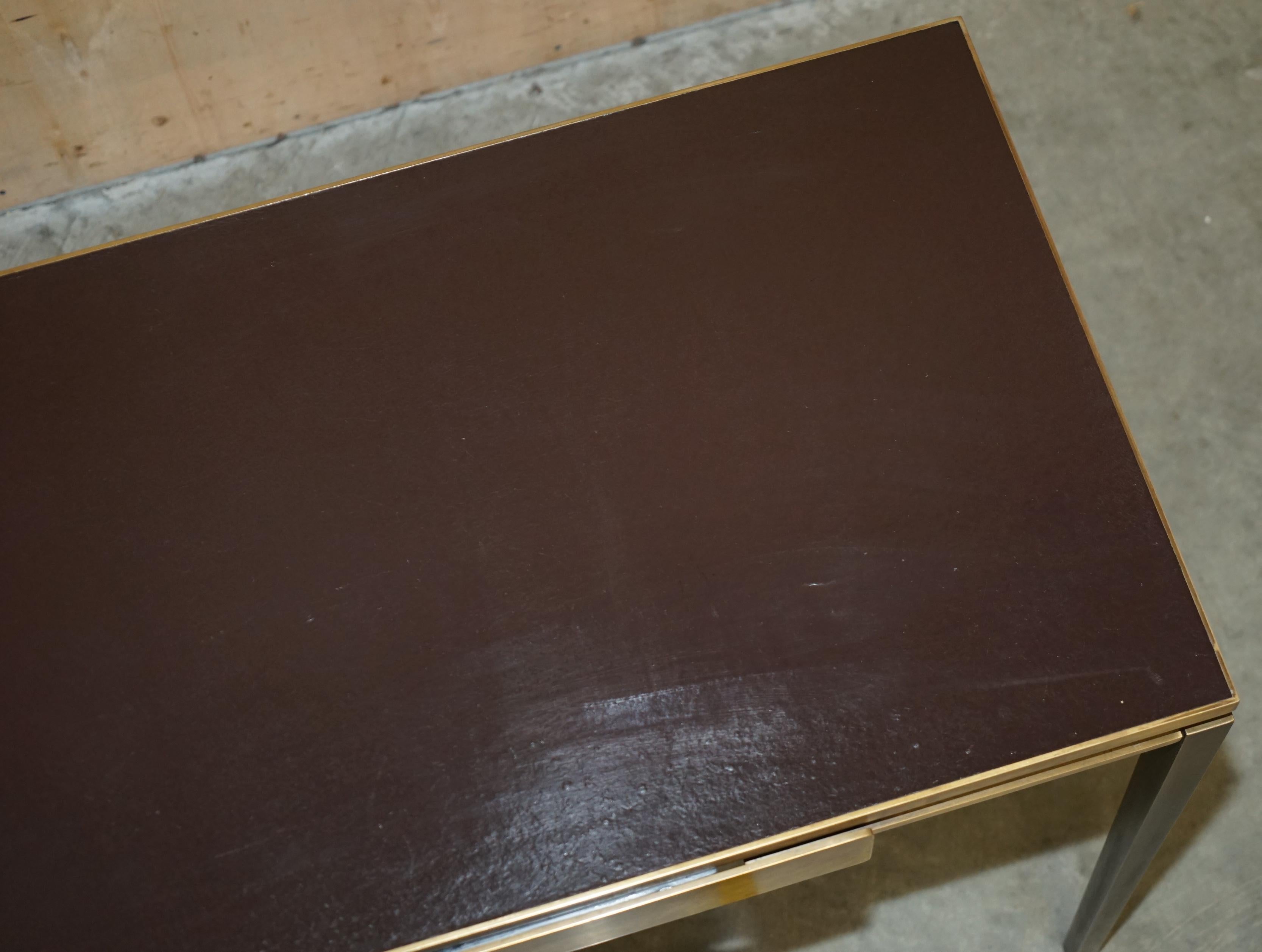 CARTIER PARIS SIGNED BRONZE & LEATHER MID CENTURY MODERN WRiTING TABLE DESK For Sale 1