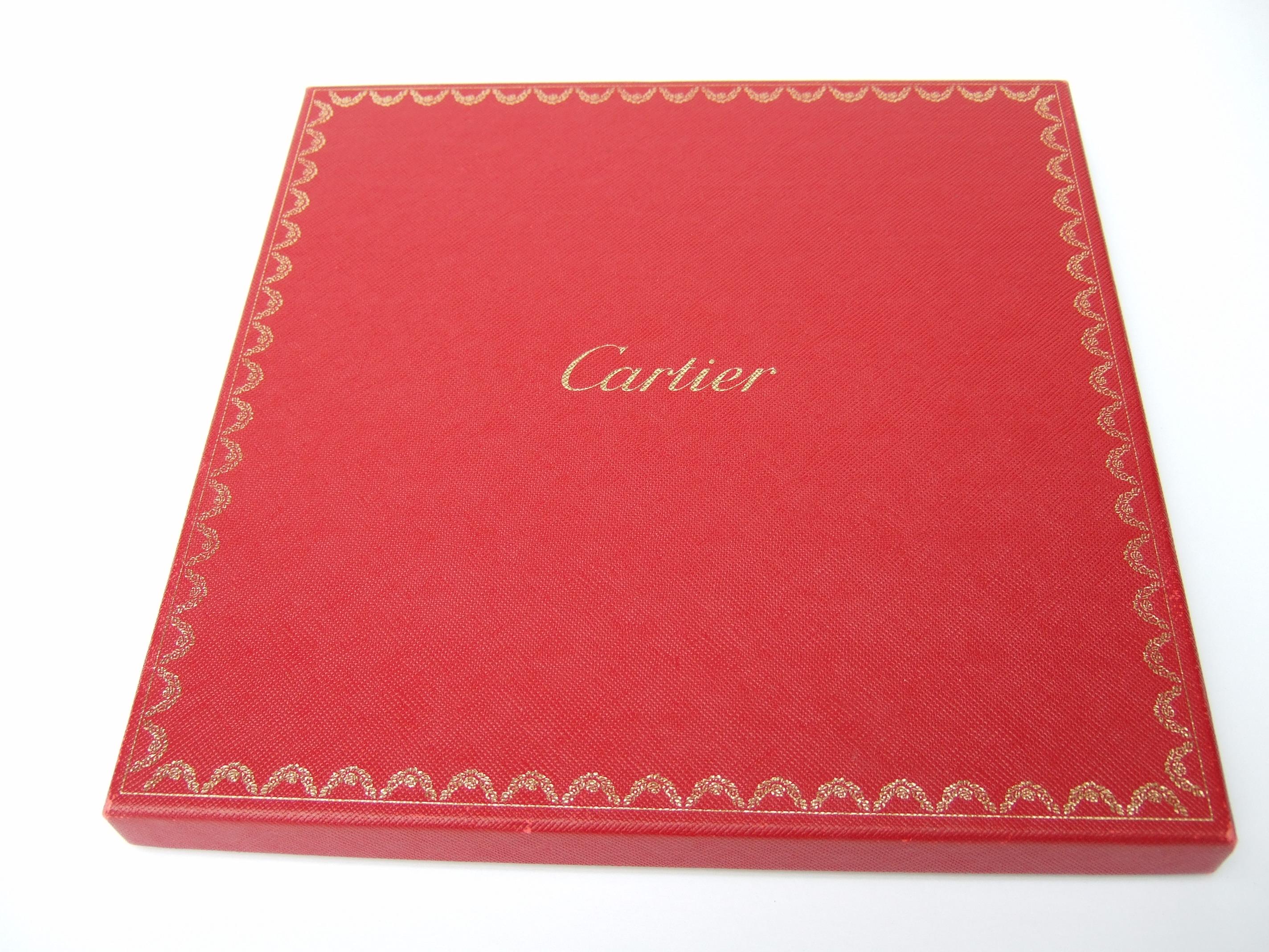 Cartier Paris Silk Panther Hand Rolled Scarf in Cartier Box c 1990s 32 x 34  For Sale 9