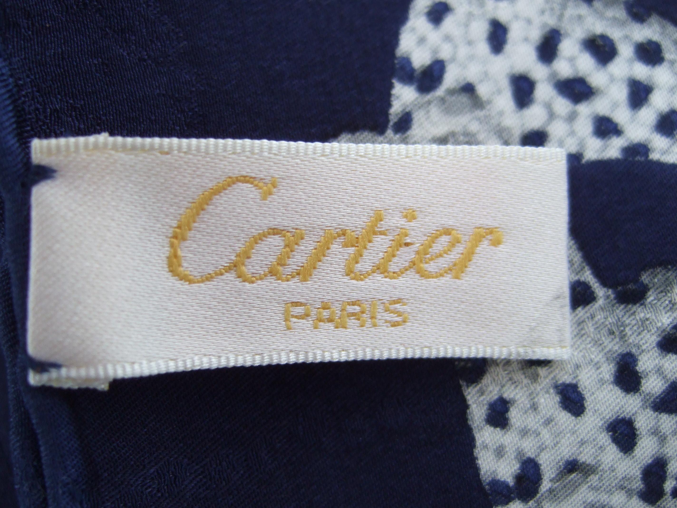 Cartier Paris Silk Panther Hand Rolled Scarf in Cartier Box c 1990s 32 x 34  For Sale 12