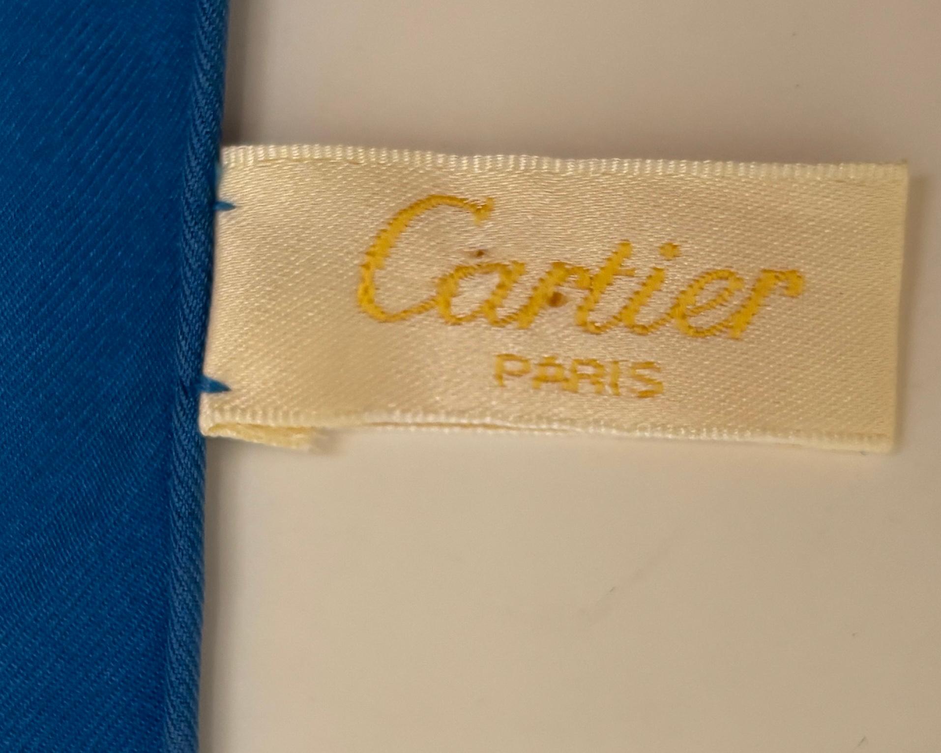 CARTIER Paris Bracelets de panthères bleues et jaunes en foulard de soie en vente 16