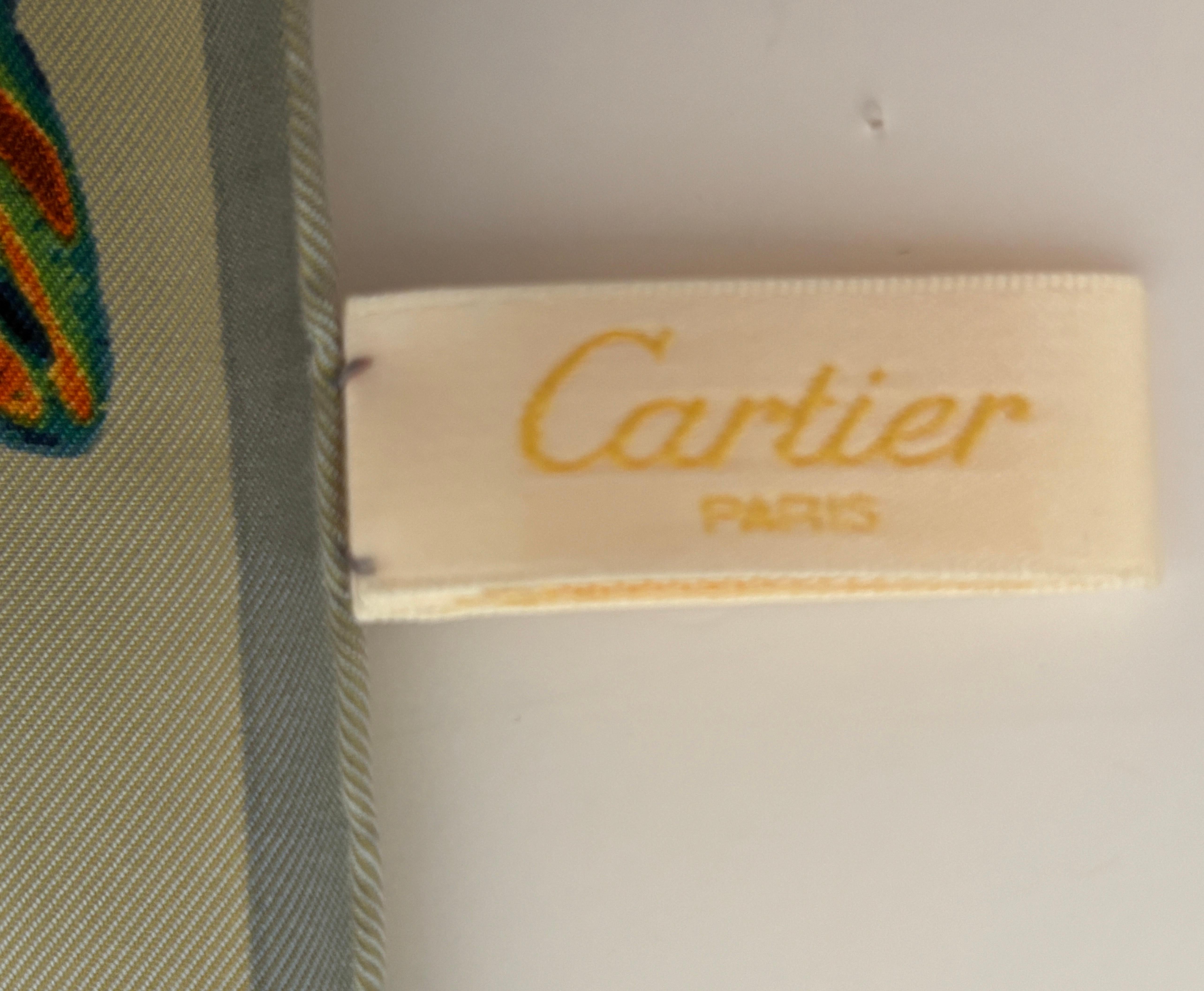 CARTIER Paris Silk Scarf Panther Bracelets Jewellery in Box For Sale 6