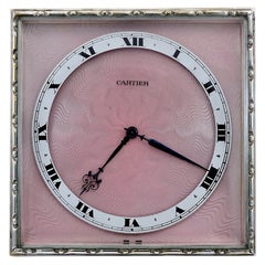Antique Cartier Paris Sterling and Enamel Clock