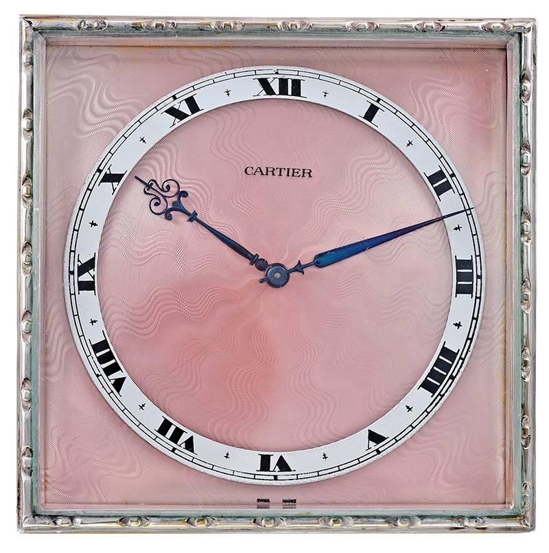 Cartier Paris Sterling Silver and Enamel Clock