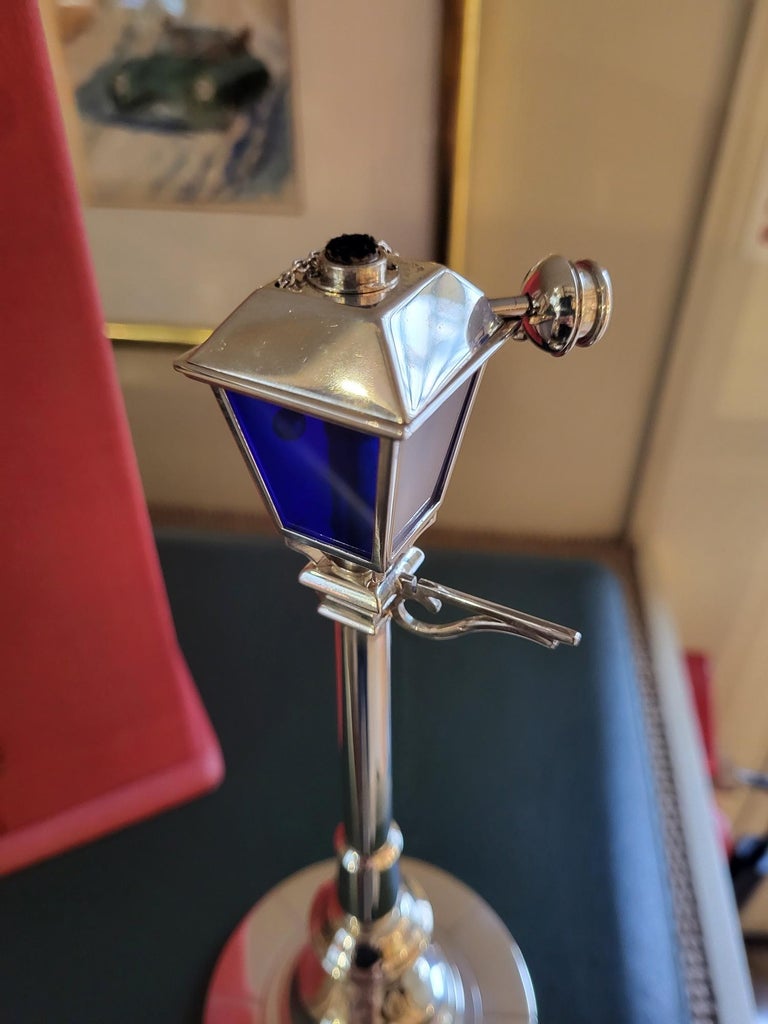 French Cartier Paris, Sterling Silver ‘Street Lamp’ Table Lighter, 1930s For Sale