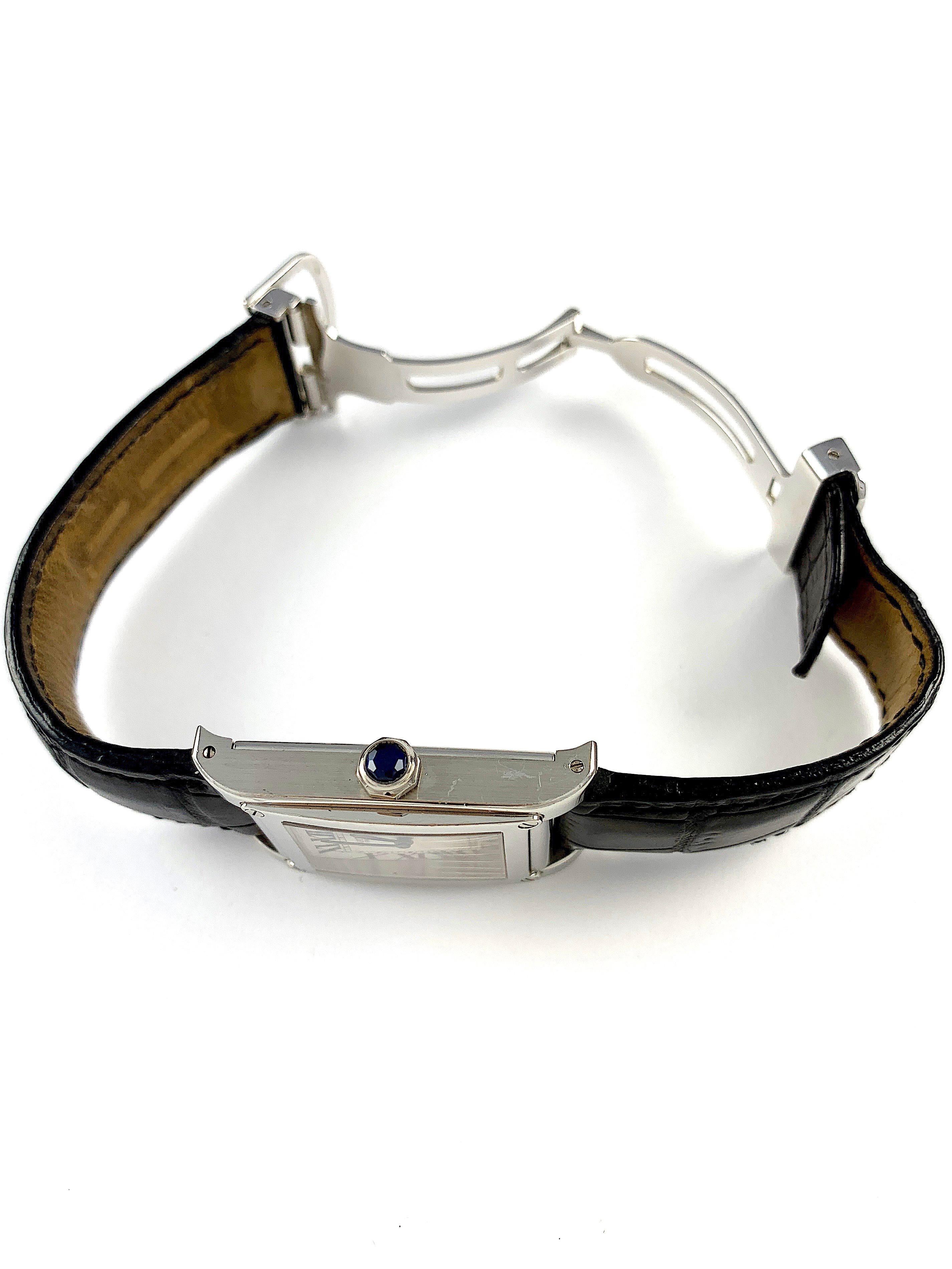 Cartier Paris Tank A Vis Platinum Prive Manual Wind Watch In Good Condition For Sale In New York, NY