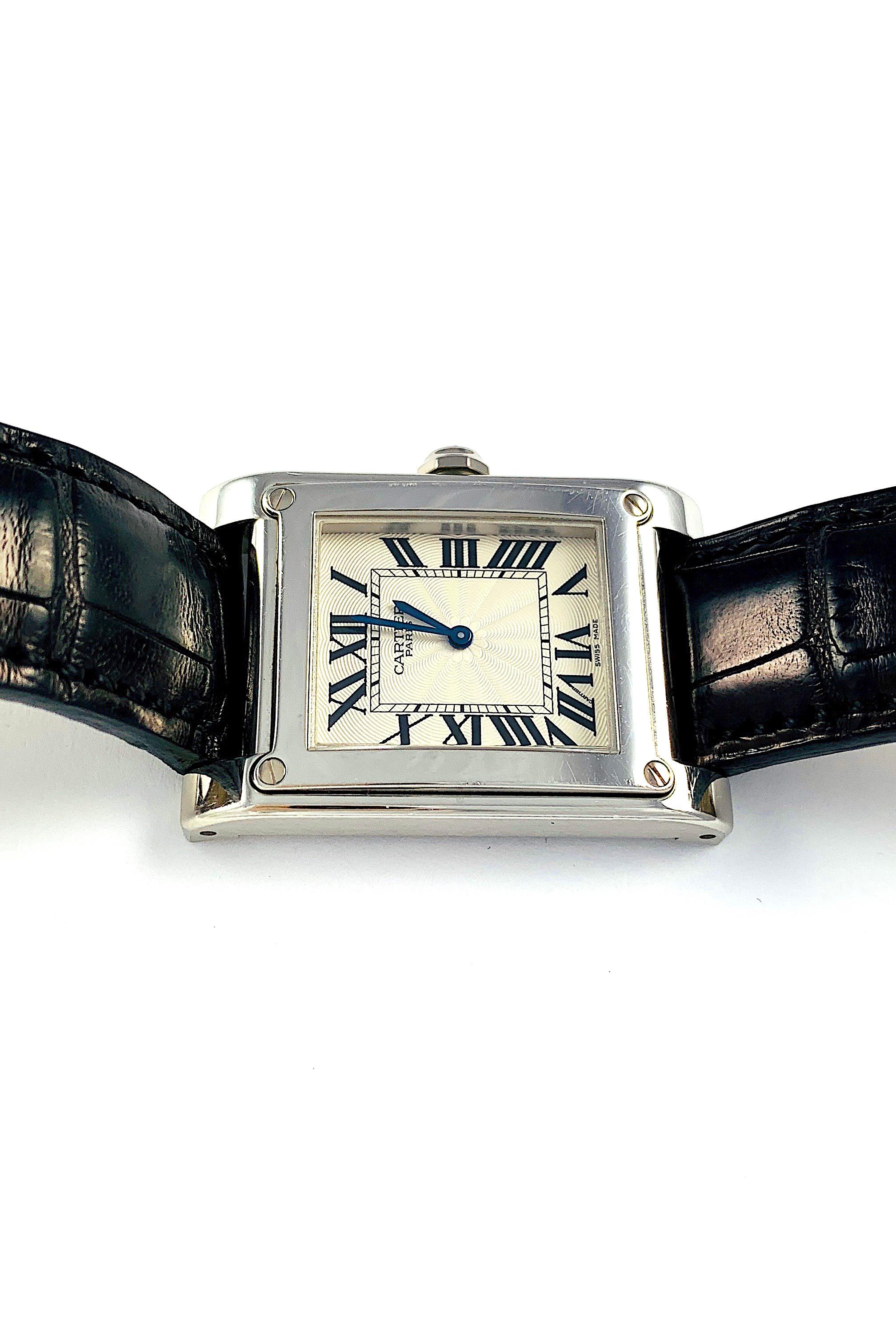 Cartier Paris Tank A Vis Platinum Prive Manual Wind Watch For Sale 1