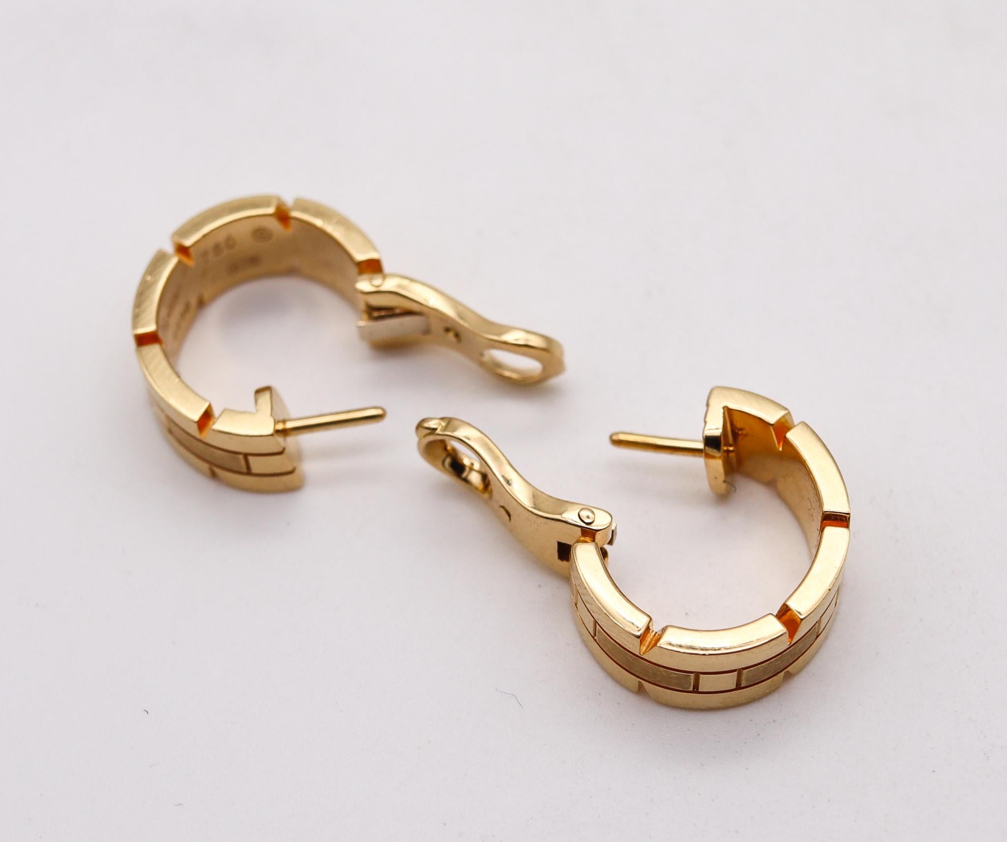 Women's Cartier Paris Tank Francaise Hoop Clips Earrings in Solid 18Kt Yellow Gold