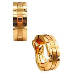 Cartier Paris Tank Francaise Hoop Clips Earrings in Solid 18Kt Yellow Gold