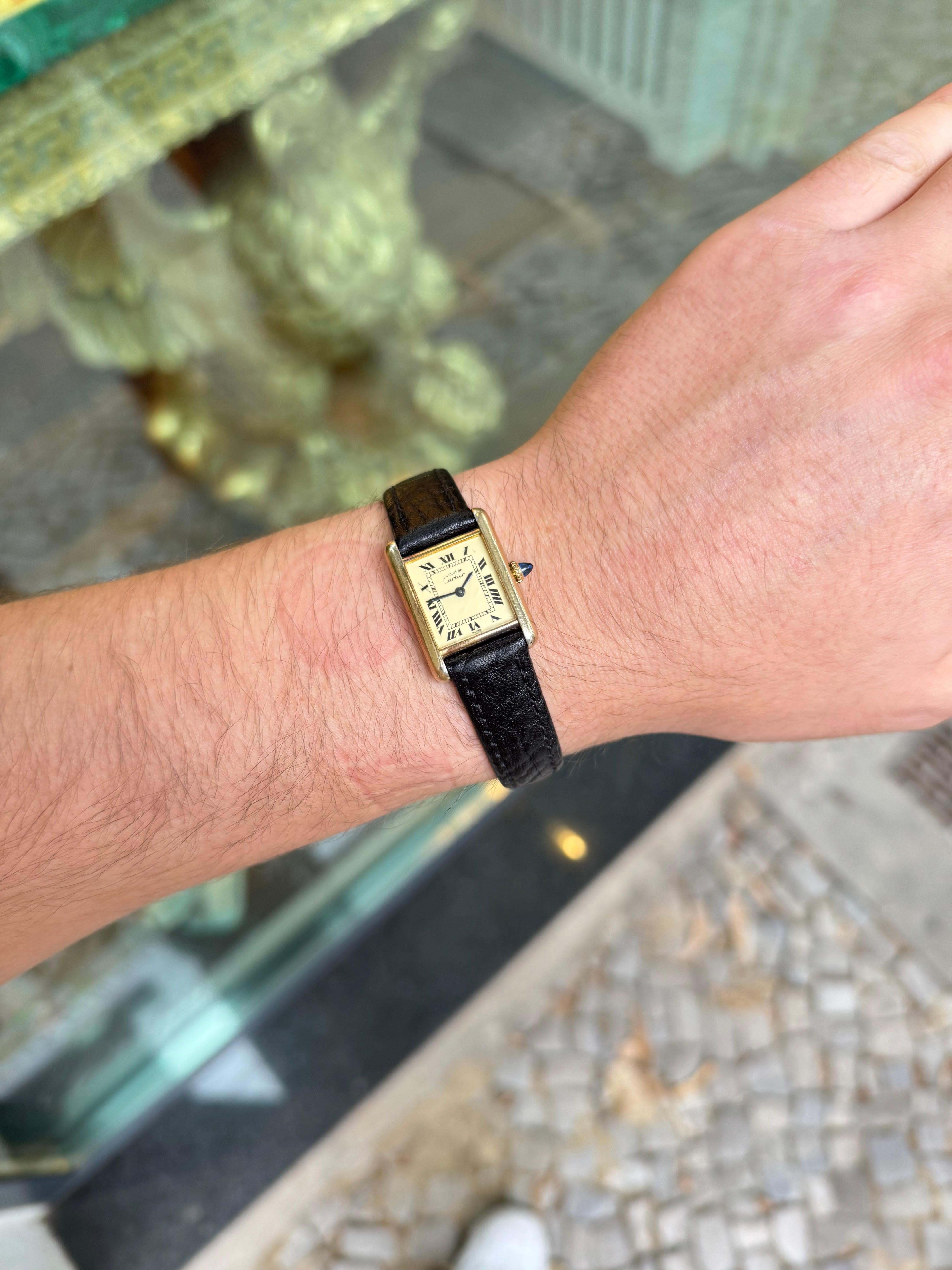 Cartier Paris Tank Uhr Ref. 18684  Vermeil 925 Vintage 1978 (Ästhetizismus) im Angebot