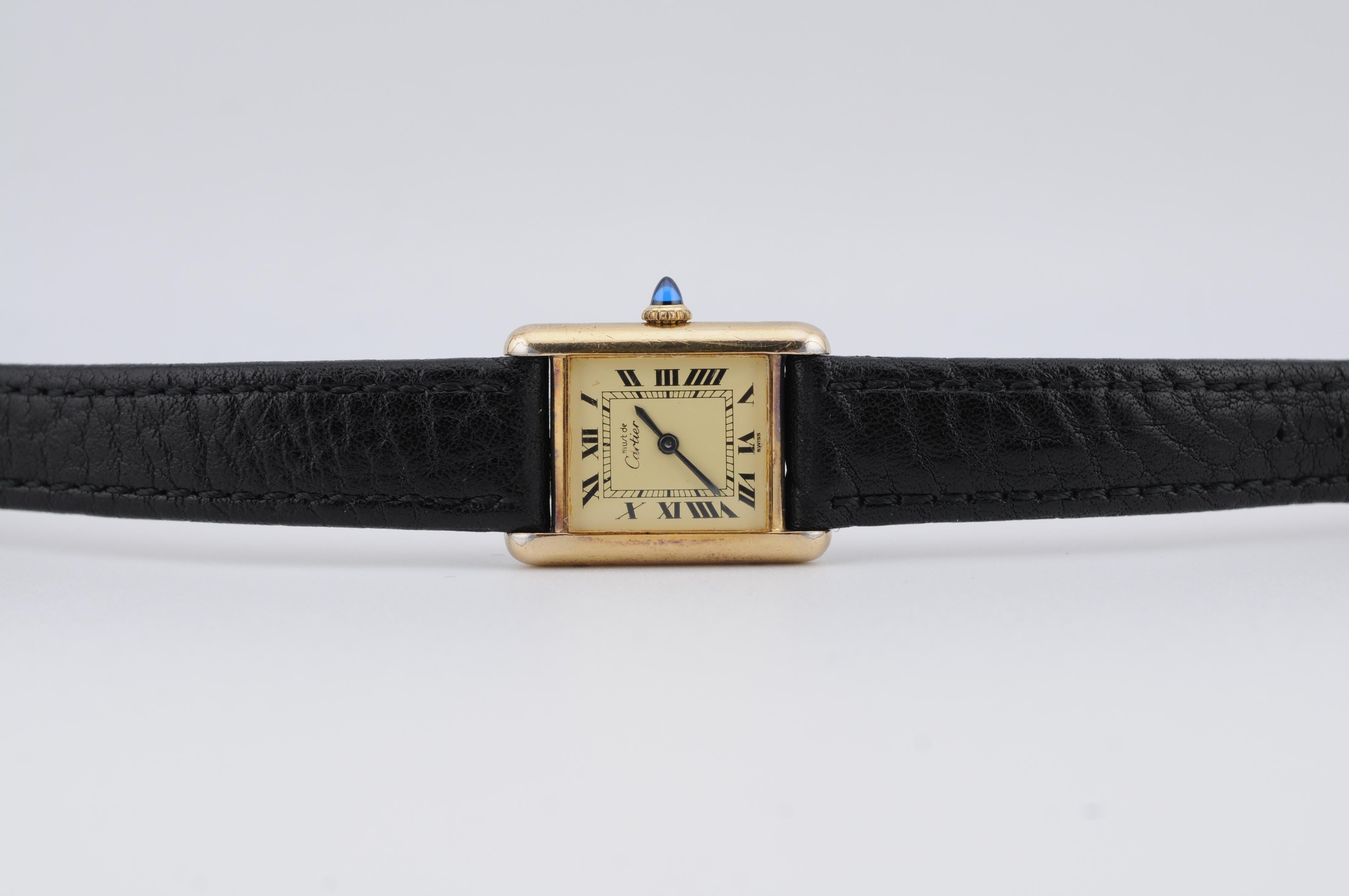 Cartier Paris Tank Uhr Ref. 18684  Vermeil 925 Vintage 1978 im Zustand „Gut“ im Angebot in Berlin, BE