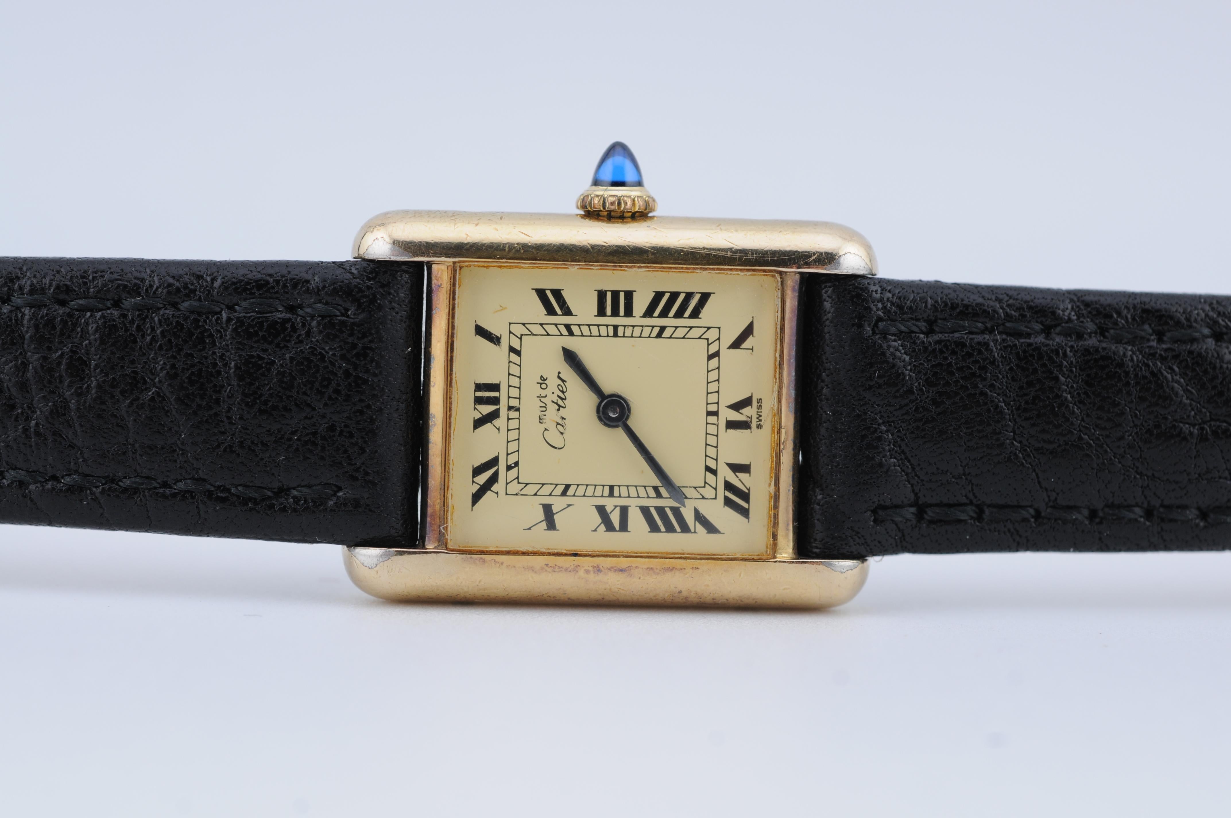 Cartier Paris Tank Uhr Ref. 18684  Vermeil 925 Vintage 1978 für Damen oder Herren im Angebot