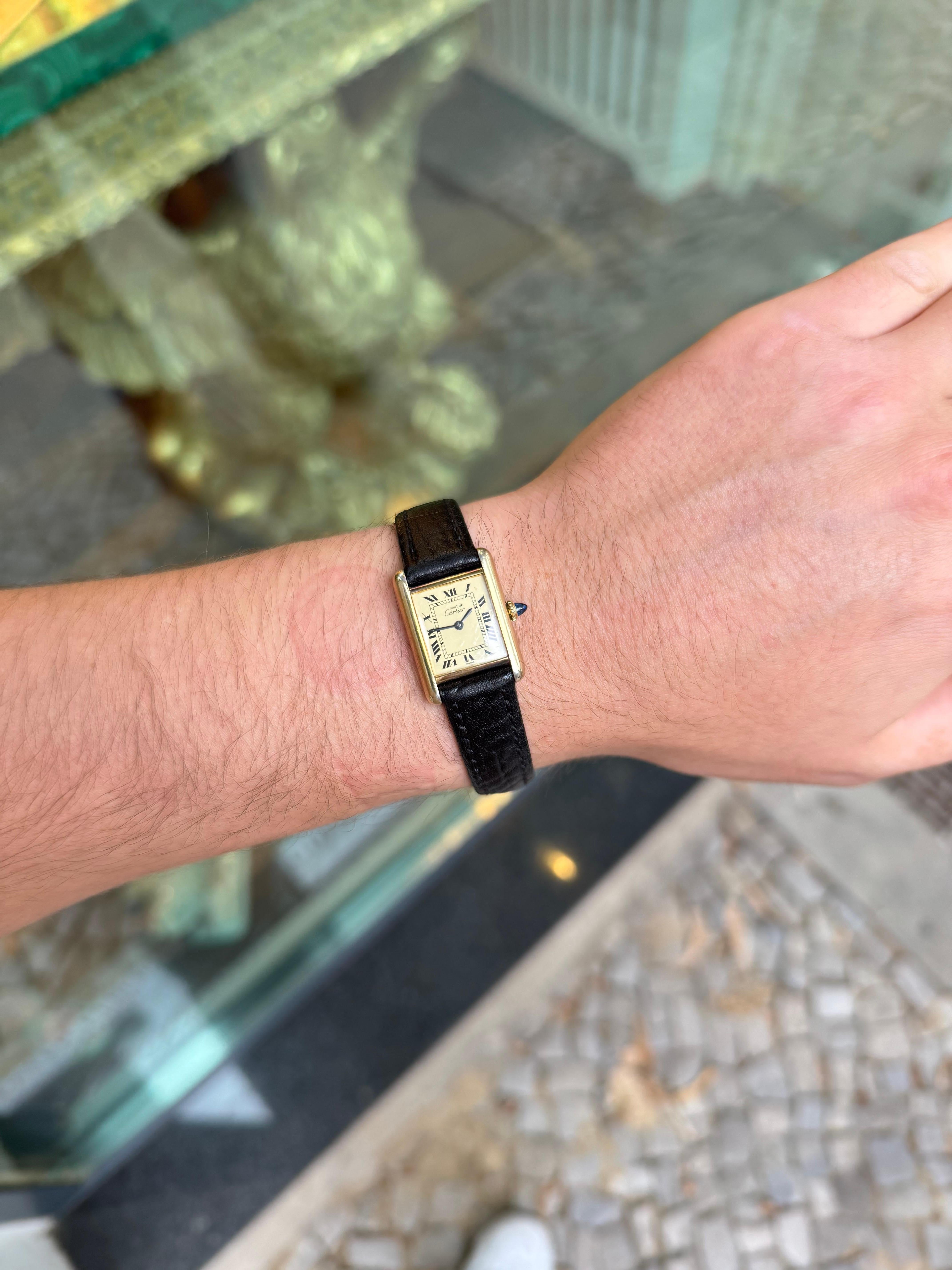 Cartier Paris Tank Uhr Ref. 18684  Vermeil 925 Vintage 1978 im Angebot 2