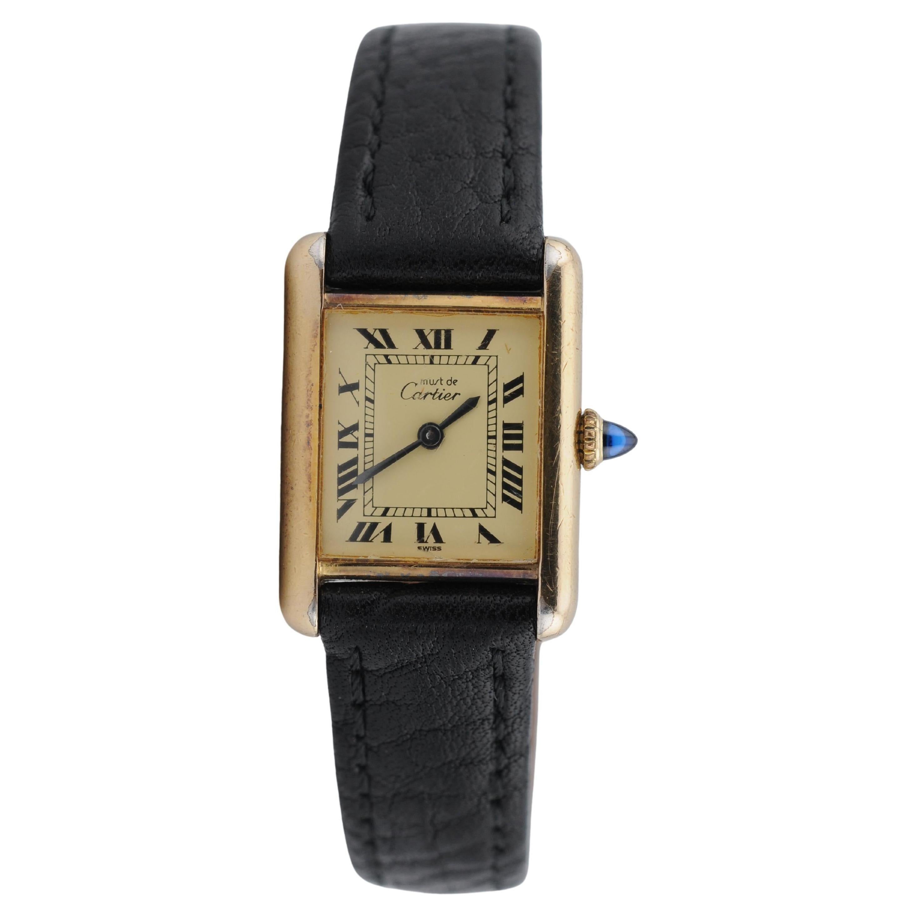 Cartier Paris Tank Uhr Ref. 18684  Vermeil 925 Vintage 1978 im Angebot