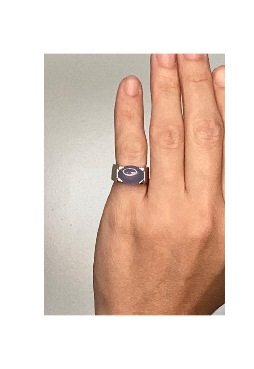 Cartier Paris Tankissine Chevalier Ring 18Kt Gold 8.65 Cts Blue Gray Chalcedony For Sale 2