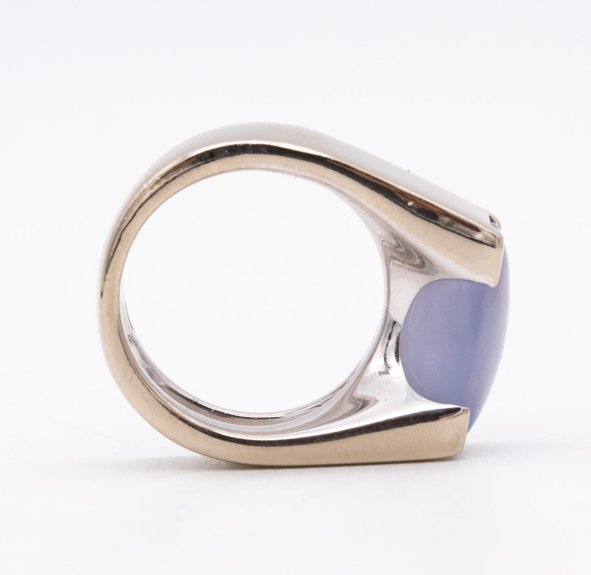 Modern Cartier Paris Tankissine Chevalier Ring in 18 Karat White Gold and Chalcedony For Sale