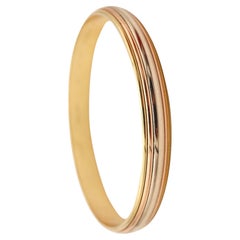 Vintage CARTIER Paris Trinity Cinétique Bangle Bracelet In Three Colors Of 18Kt Gold