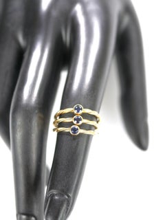 CARTIER PARIS Trinity Collection 18k Yellow Gold & Sapphire Trio of Rings