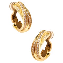CARTIER Paris - Orecchini a trilogia in oro giallo 18Kt con 1,64 Cwt. Diamanti VVS