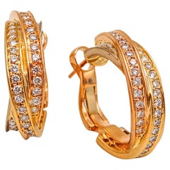 Retro Cartier Paris Trinity Earrings In 18Kt Yellow Gold With 2.07 Ctw In Diamonds