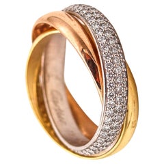 CARTIER Paris Trinity Rollers Bands Ring 18Kt Gold With 1.10 Ctw Of VVS Diamonds