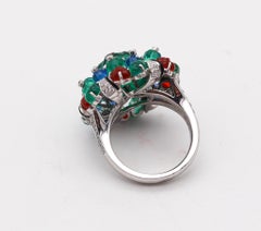 CARTIER Paris Tutti Frutti St Petersburg Ring In Platinum With Carved Gems &