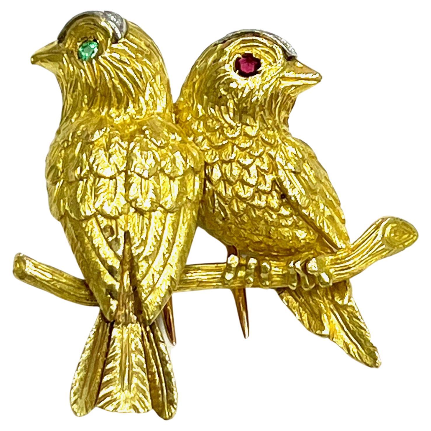 Cartier Paris Two Birds Yellow Gold Brooch